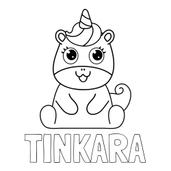 Online izdelana pobarvanka - Pobarvanka imena TINKARA in pobarvanka čudovitega samoroga Unicorn