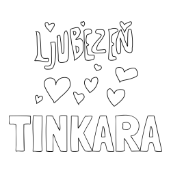 Online izdelana pobarvanka - Pobarvanka imena TINKARA in pobarvanka ljubezni ❤