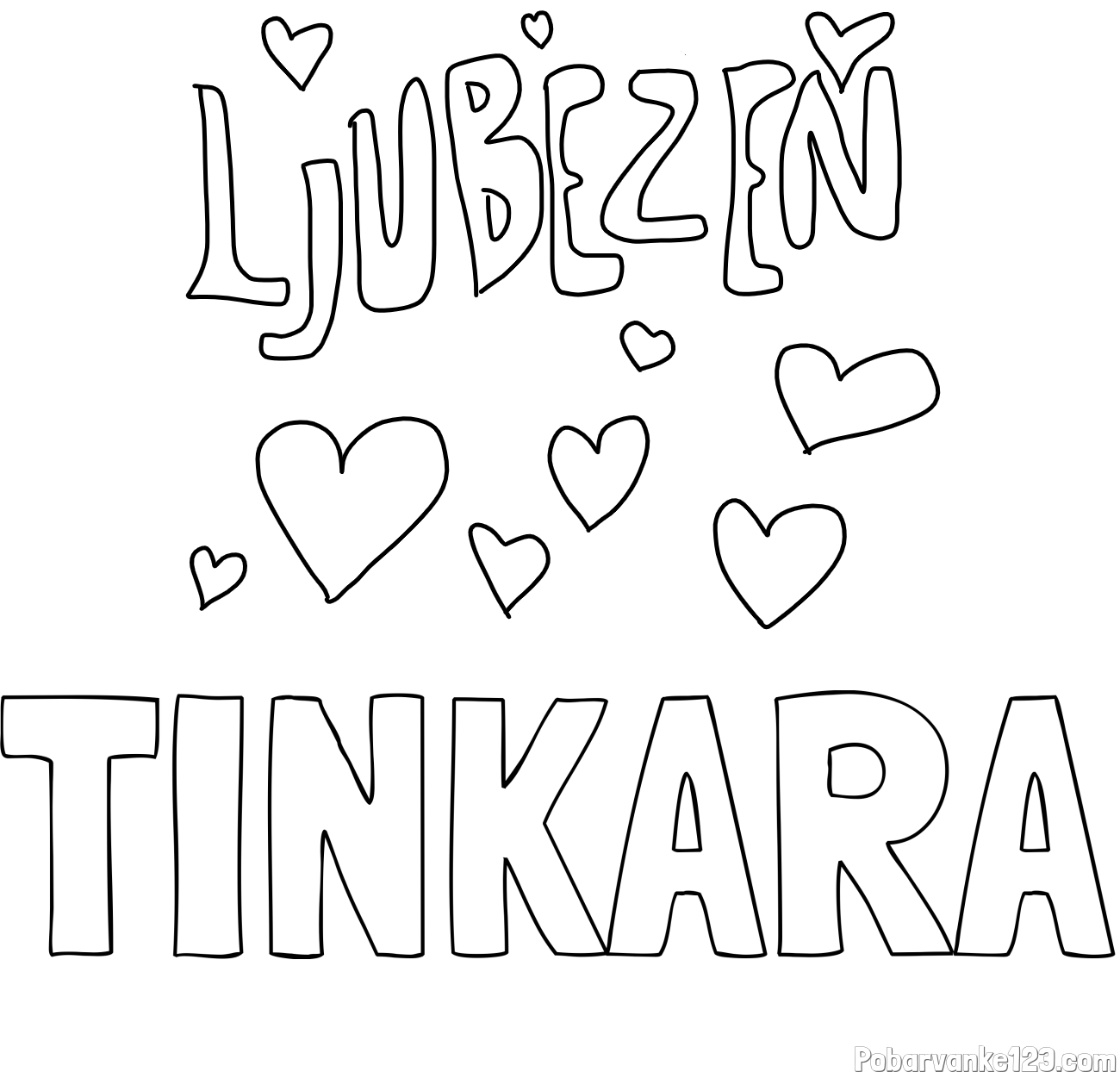 Pobarvanka imena TINKARA in pobarvanka ljubezni ❤