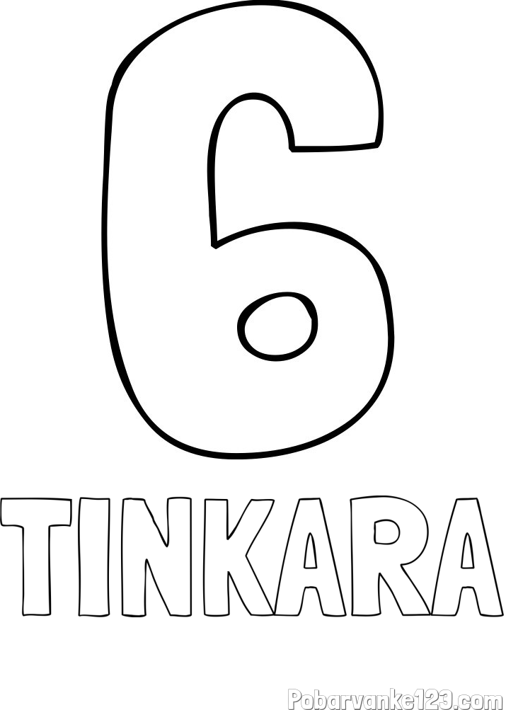 Pobarvanka imena TINKARA in pobarvanka številke šest (6)