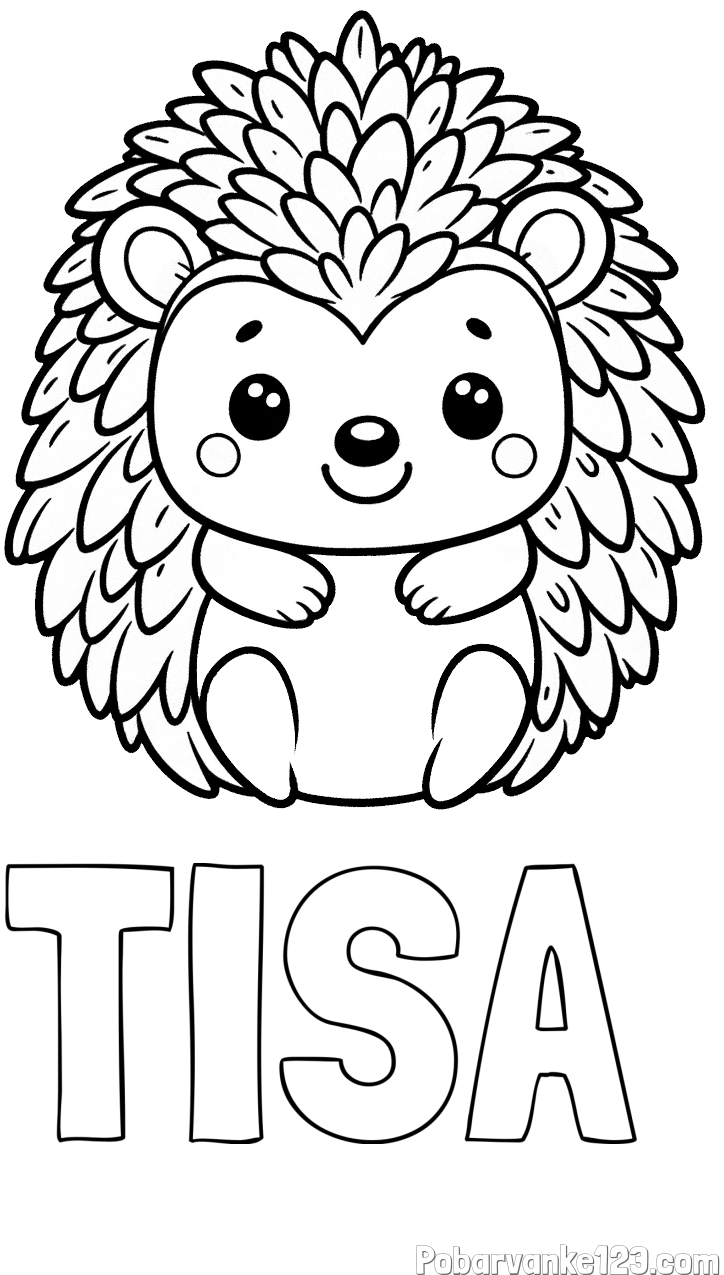 Pobarvanka imena TISA  in pobarvanka prikupnega ježa