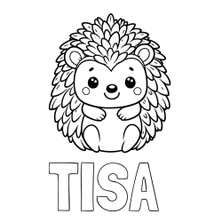 Online izdelana pobarvanka - Pobarvanka imena TISA  in pobarvanka prikupnega ježa