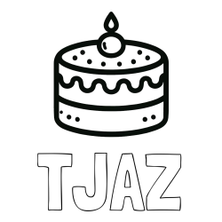 Online izdelana pobarvanka - Pobarvanka imena TJAŽ in otroška pobarvanka majhne torte