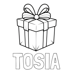 Online izdelana pobarvanka - Pobarvanka imena TOSIA in pobarvanka darilne škatle s pentljo