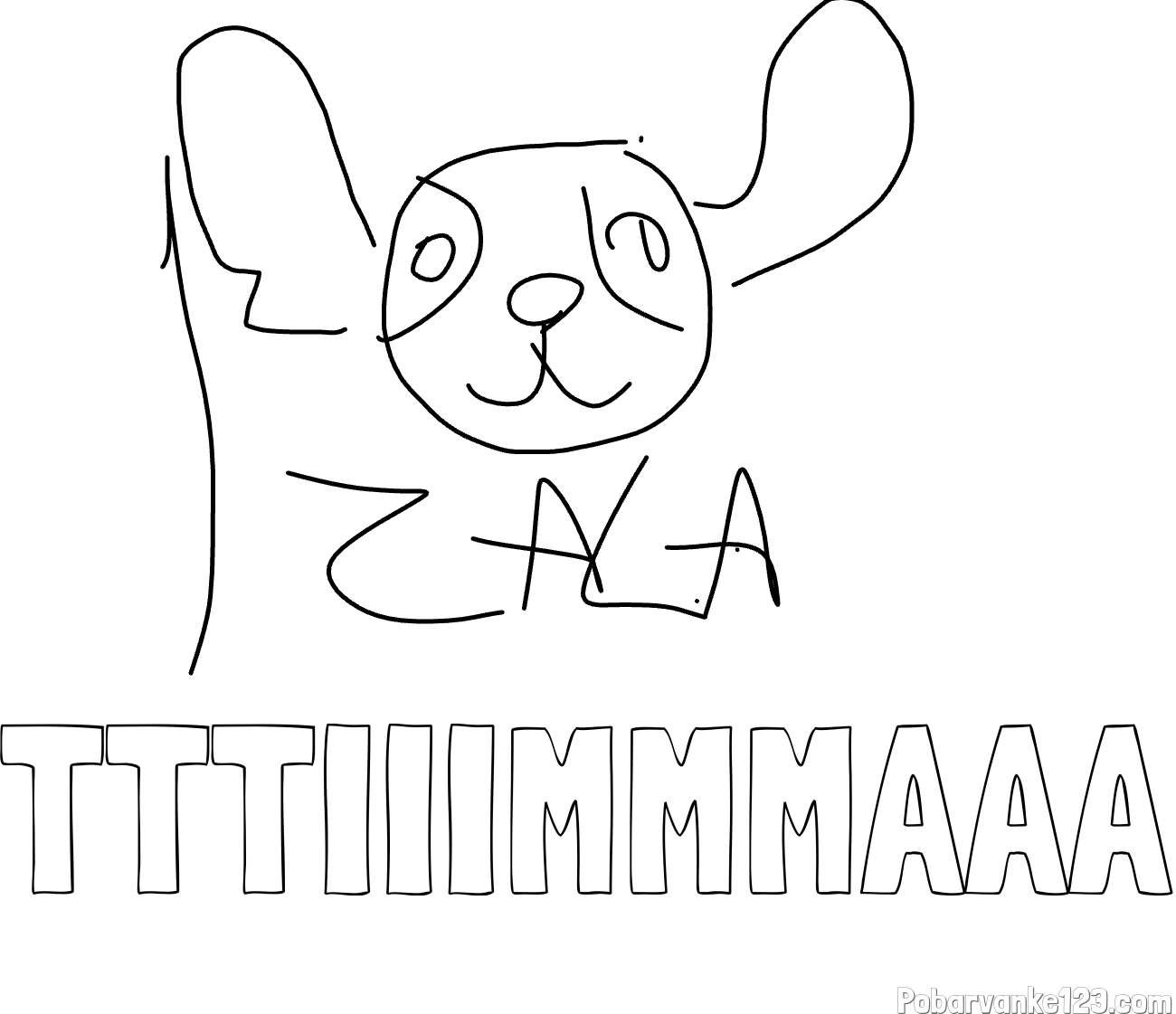 Pobarvanka imena TTTIIIMMMAAA in stitch Zala