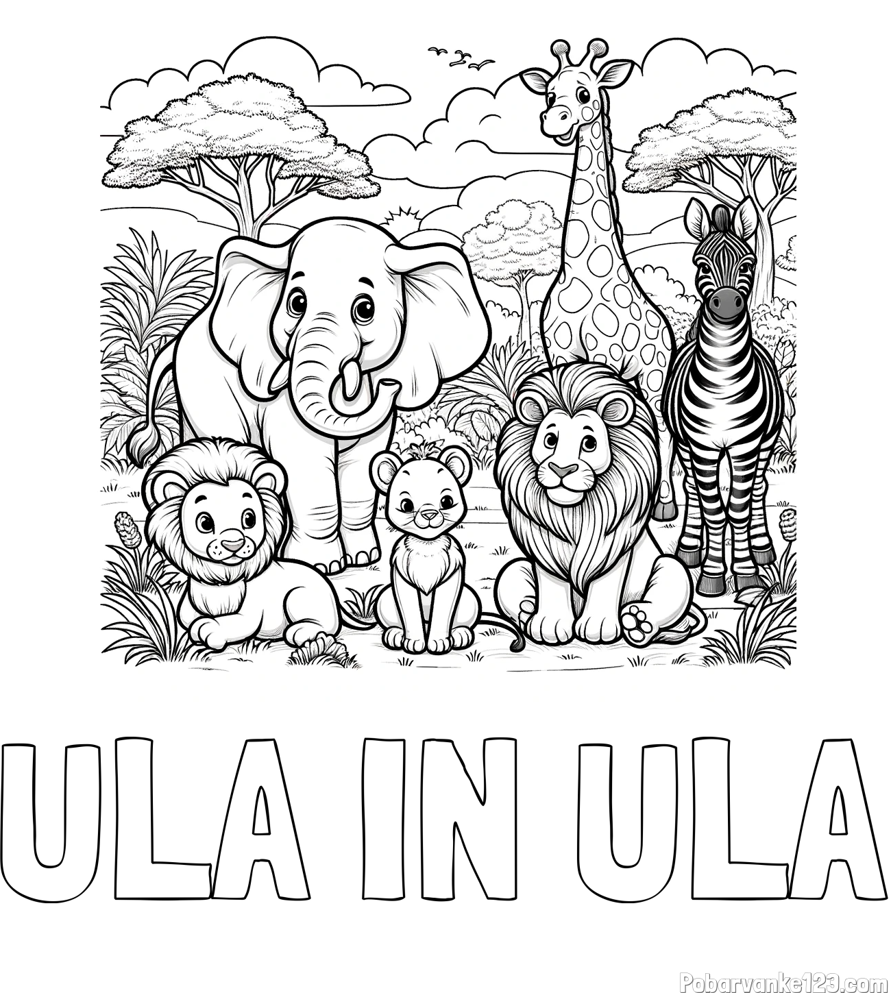 Pobarvanka imena ULA IN ULA in pobarvanka ljubkih živali