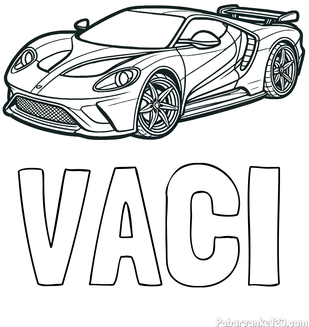 Pobarvanka imena VACI in Športni avtomobil