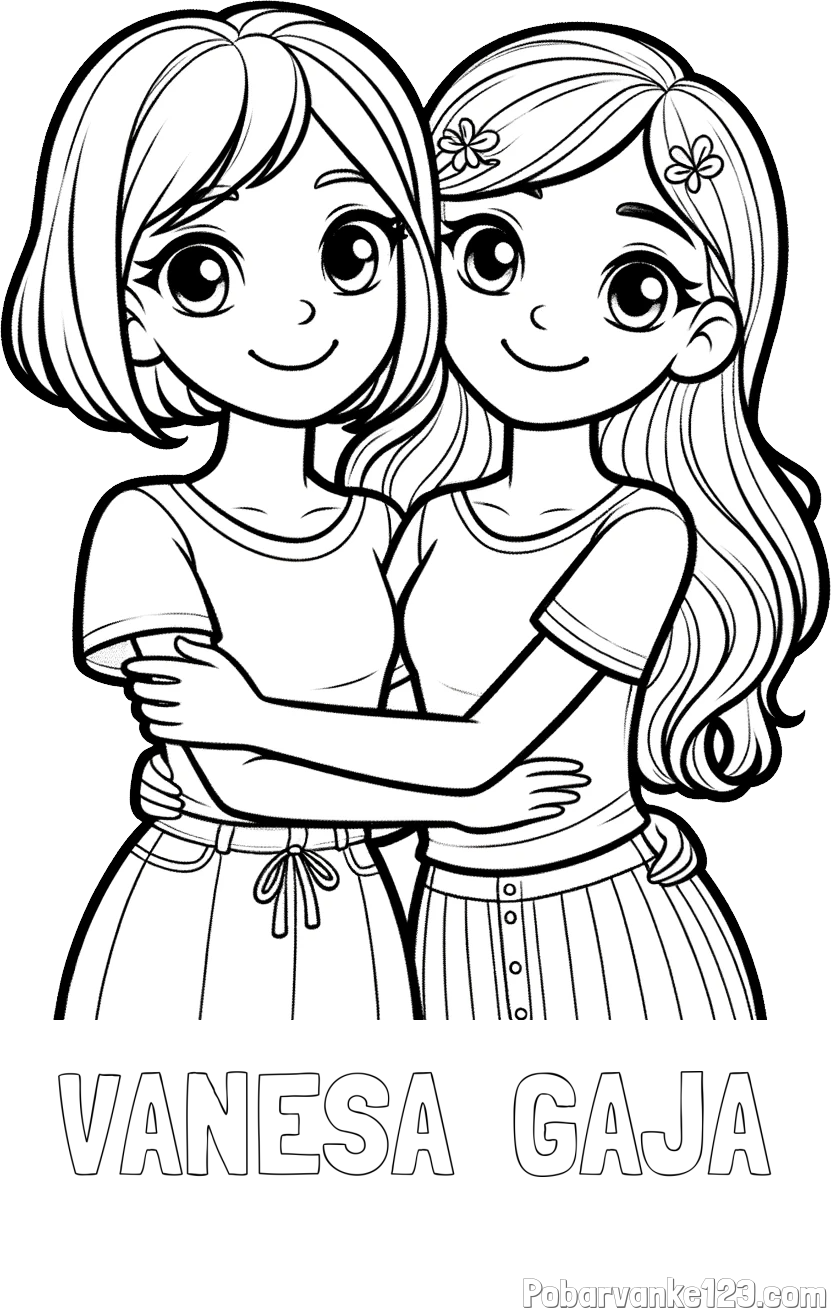 Pobarvanka imena VANESA  GAJA in pobarvanka ljubkih prijateljic