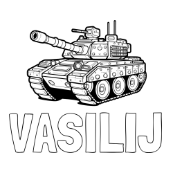 Online izdelana pobarvanka - Pobarvanka imena VASILIJ in pobarvanka tanka