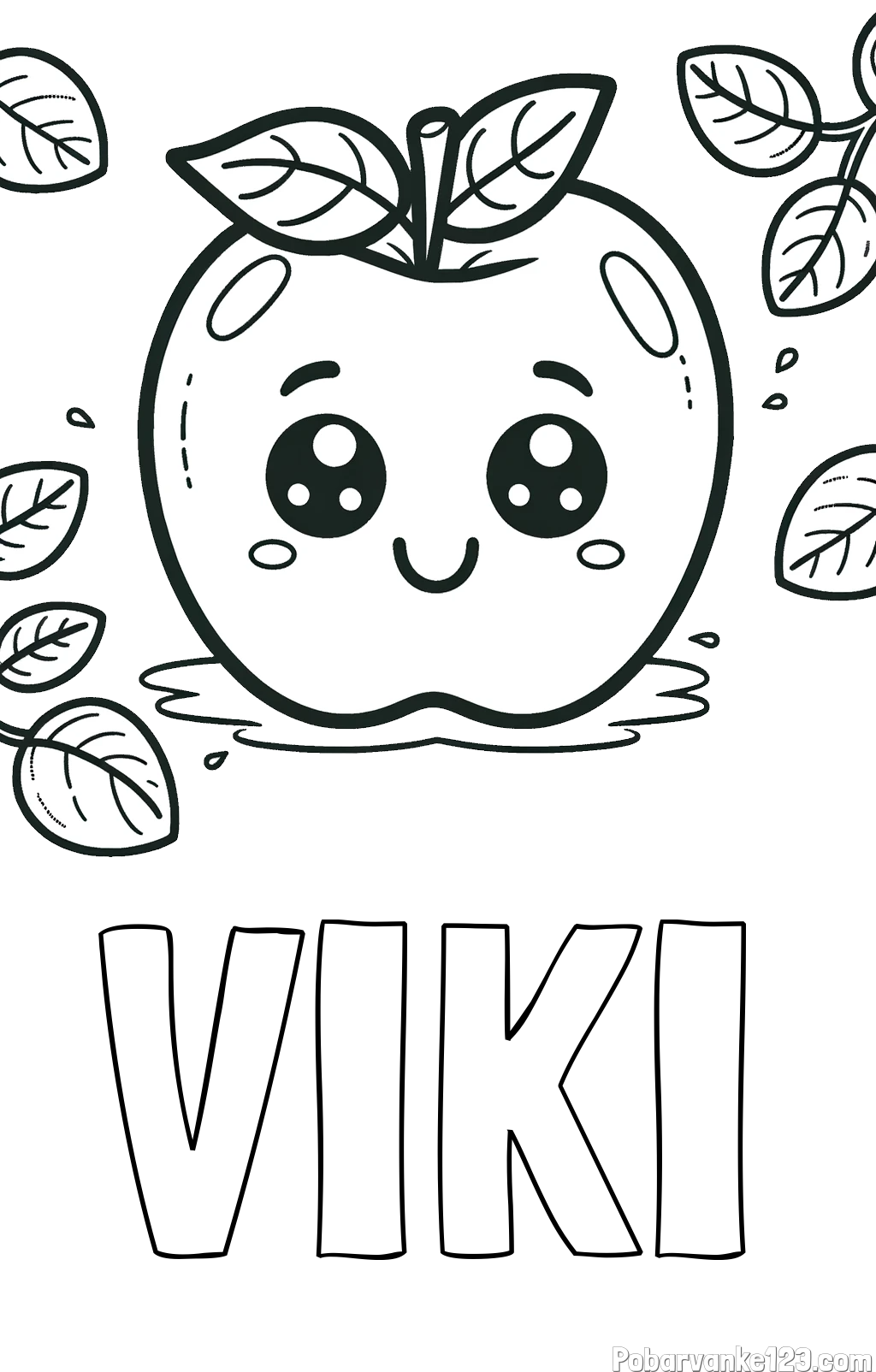 Pobarvanka imena VIKI in pobarvanka nasmejane jabolke
