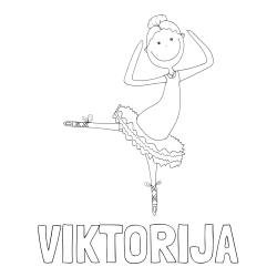 Online izdelana pobarvanka - Pobarvanka imena VIKTORIJA in pobarvanka balerine