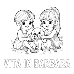 Online izdelana pobarvanka - Pobarvanka imena VITA IN BARBARA in pobarvanka prijateljic s kužkom