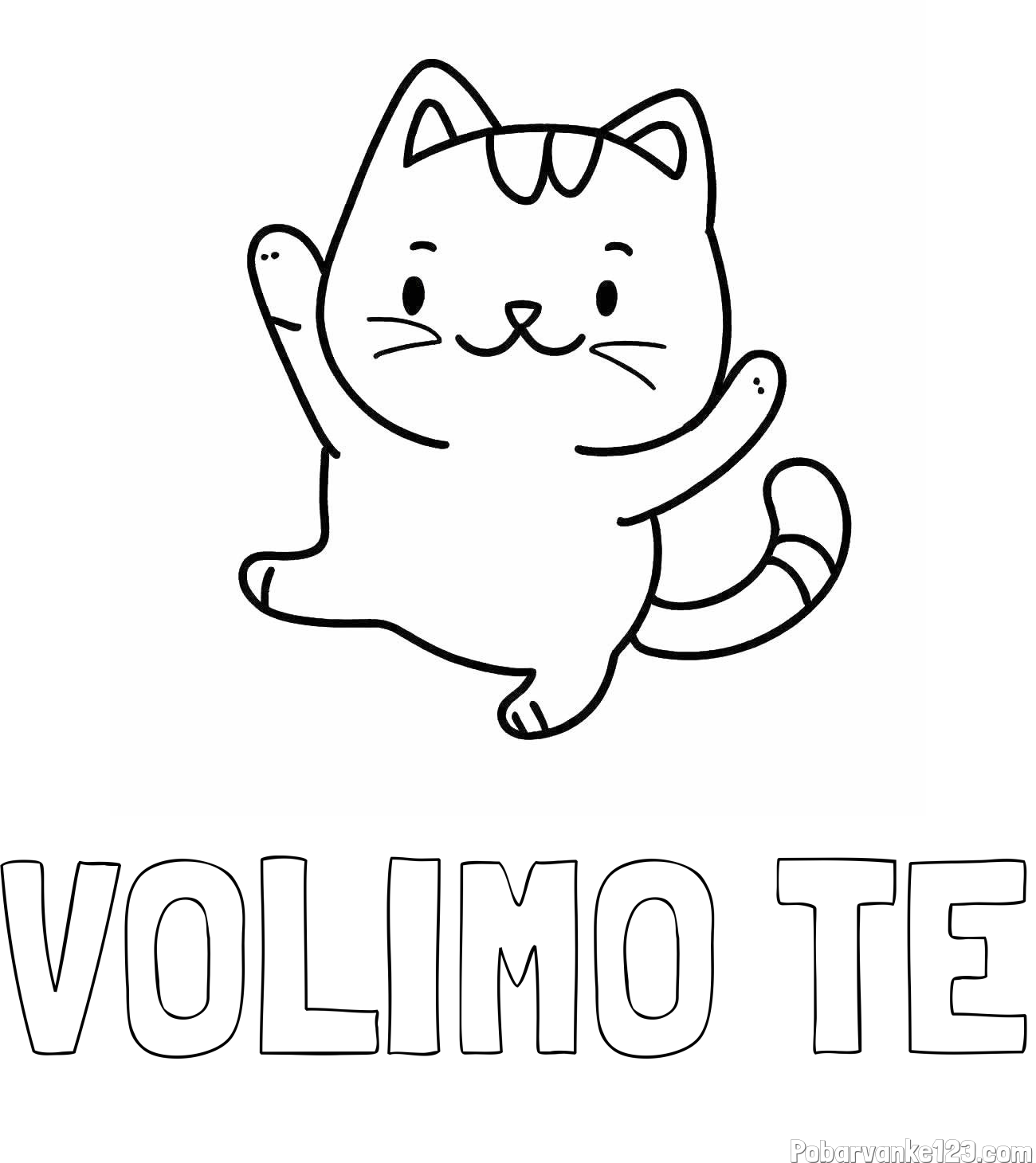 Pobarvanka imena VOLIMO TE in pobarvanka razigrane mačke