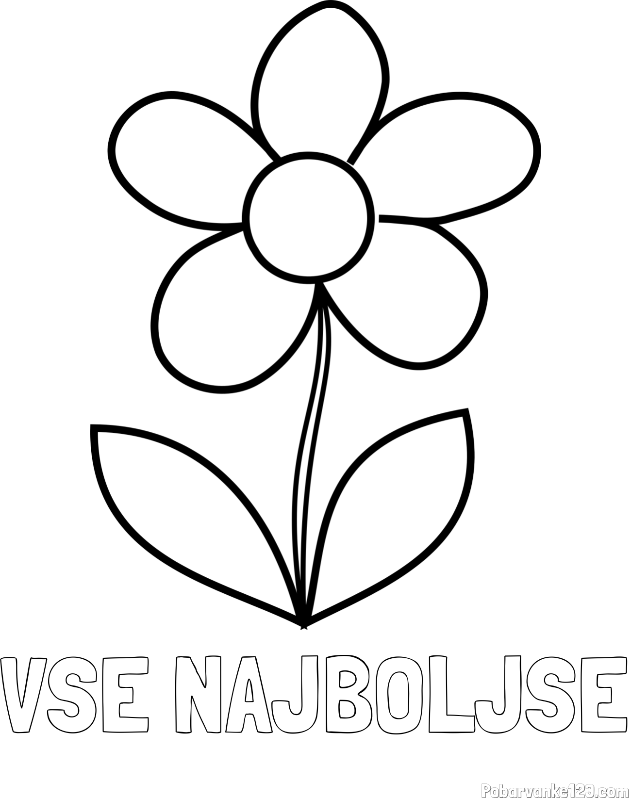 Pobarvanka imena VSE NAJBOLJŠE in otroška pobarvanka rože