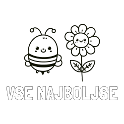 Online izdelana pobarvanka - Pobarvanka imena VSE NAJBOLJŠE in pobarvanka ljubke čebelice in nasmejane rože