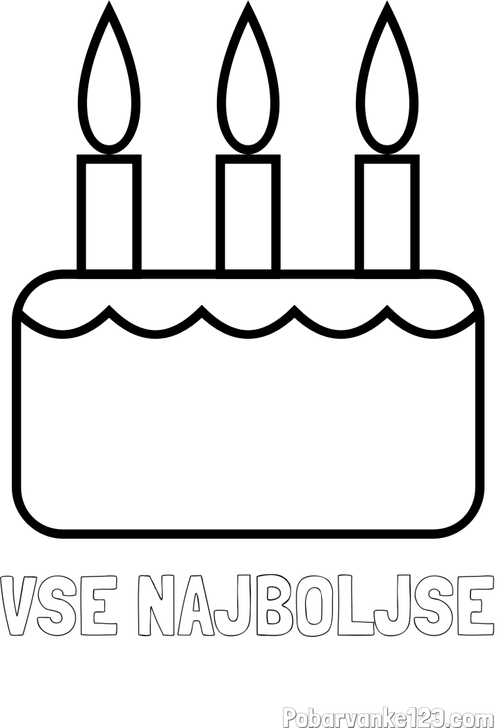 Pobarvanka imena VSE NAJBOLJŠE in pobarvanka rojstnodnevne torte za 3. rojstni dan