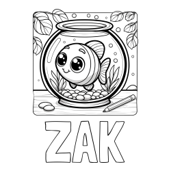 Online izdelana pobarvanka - Pobarvanka imena ŽAK in pobarvanka ljubke ribice