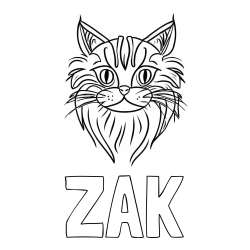 Online izdelana pobarvanka - Pobarvanka imena ŽAK in pobarvanka mačje glave