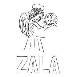 Online izdelana pobarvanka - Pobarvanka imena ZALA in pobarvanka angela z zvezdo