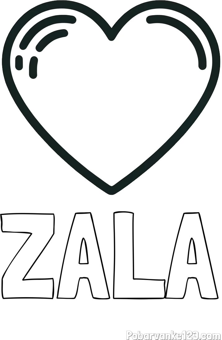 Pobarvanka imena ZALA in pobarvanka lepega srčka