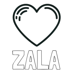 Online izdelana pobarvanka - Pobarvanka imena ZALA in pobarvanka lepega srčka