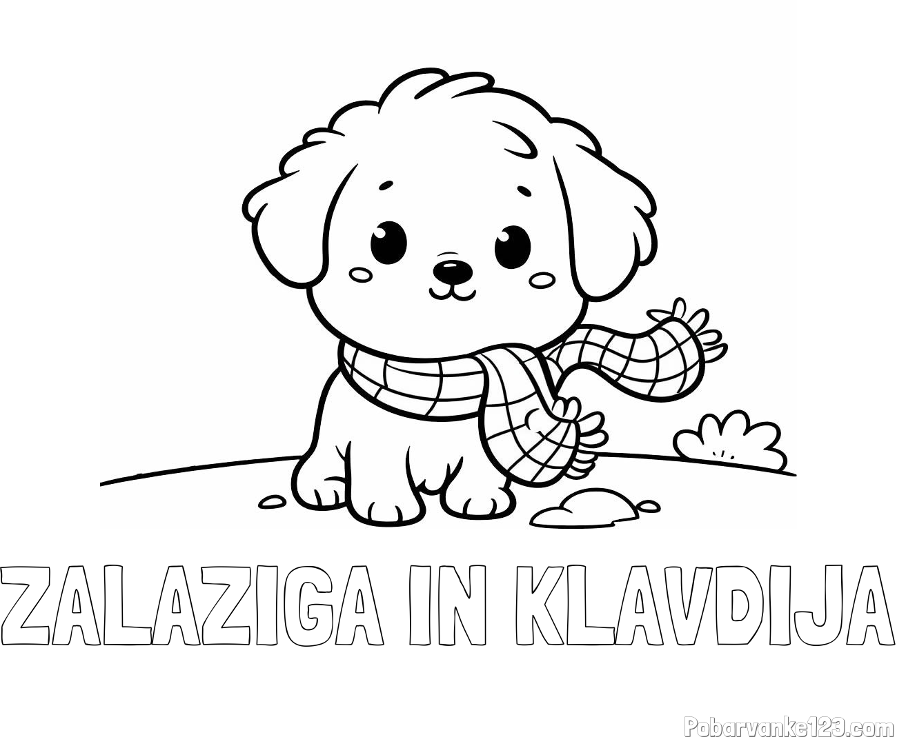 Pobarvanka imena ZALAŽIGA IN KLAVDIJA in pobarvanka prikupnega psička