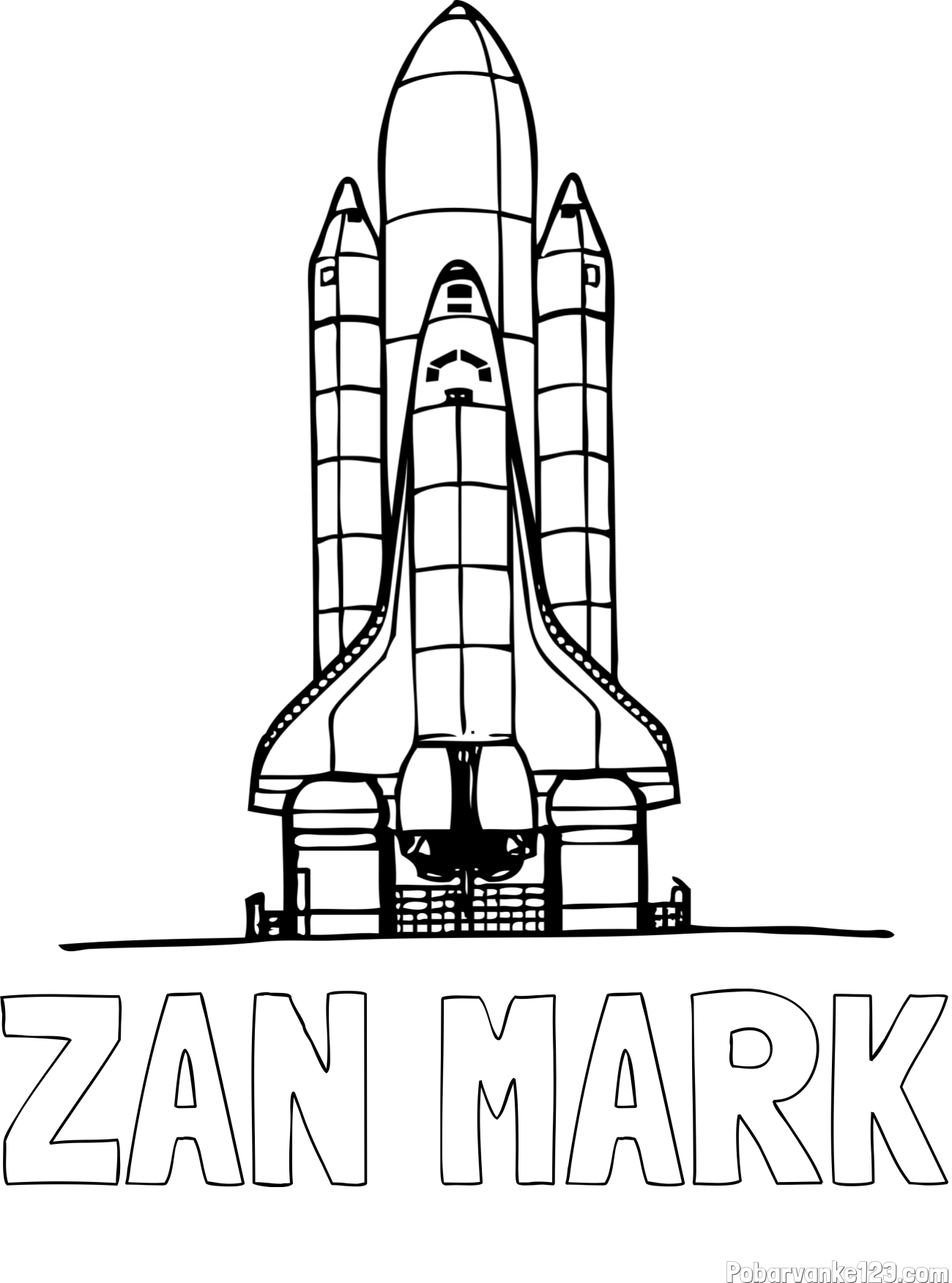 Pobarvanka imena ŽAN MARK in pobarvanka vesoljskega plovila Space Shuttle