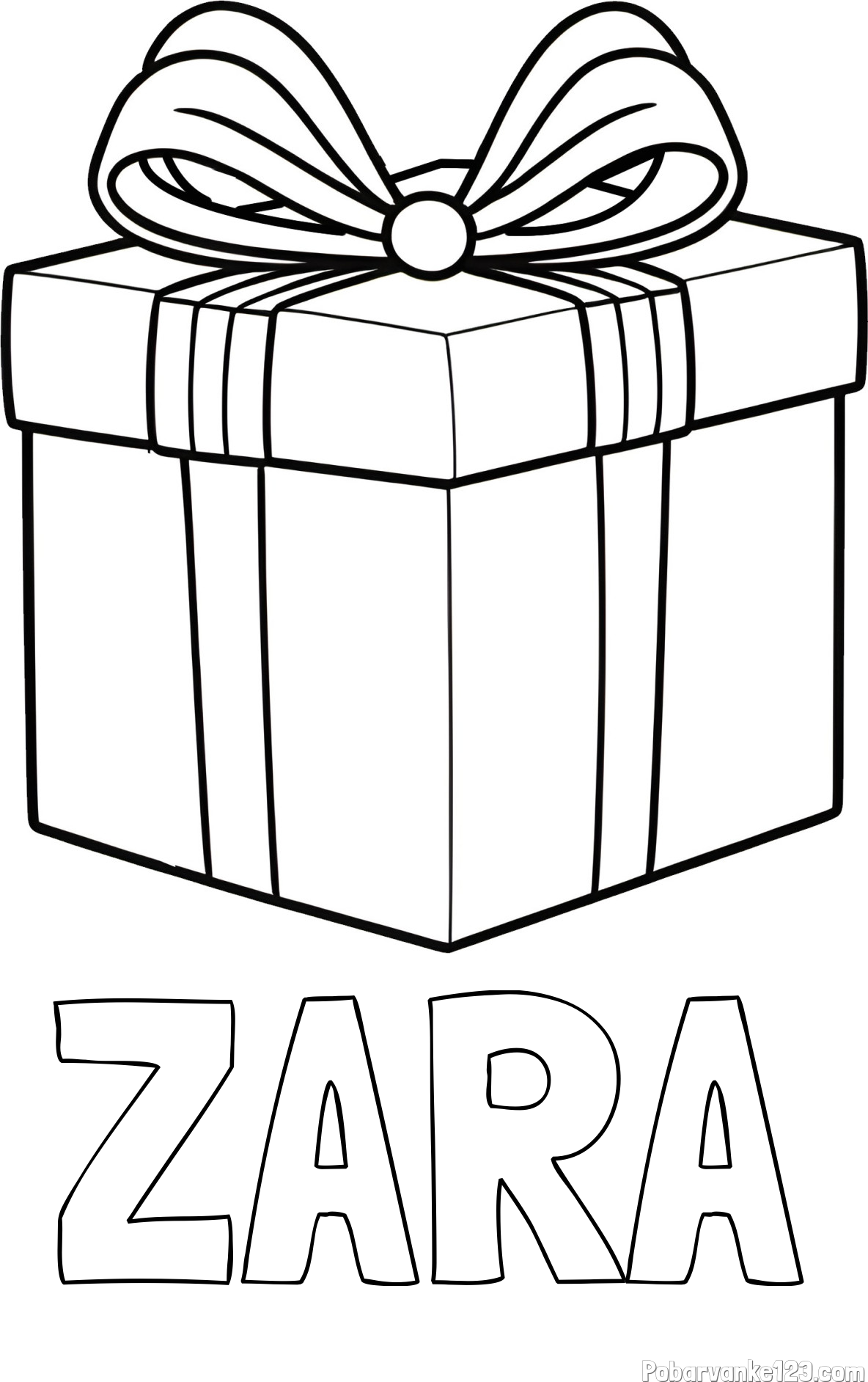 Pobarvanka imena ZARA in pobarvanka darila s pentljo