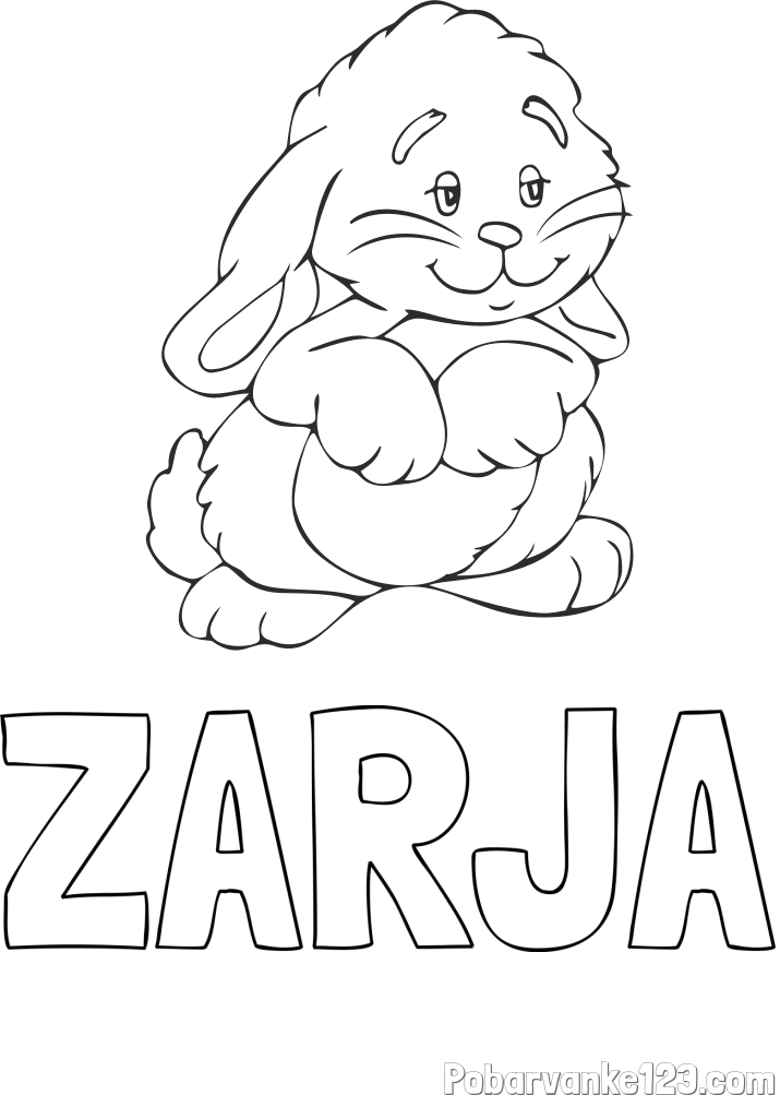 Pobarvanka imena ZARJA in pobarvanka zajčka