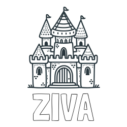 Online izdelana pobarvanka - Pobarvanka imena ŽIVA in otroška pobarvanka gradu