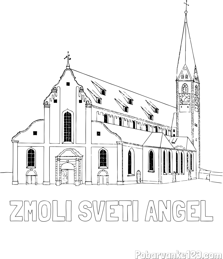 Pobarvanka imena ZMOLI SVETI ANGEL in pobarvanka cerkev st.Mang iz leta 1828