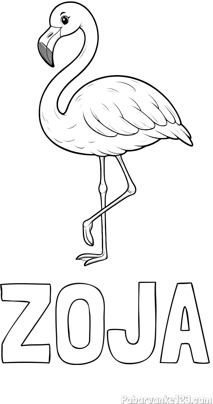 Pobarvanka imena ZOJA in pobarvanka flaminga