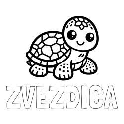 Online izdelana pobarvanka - Pobarvanka imena ZVEZDICA in otroška pobarvanka želve