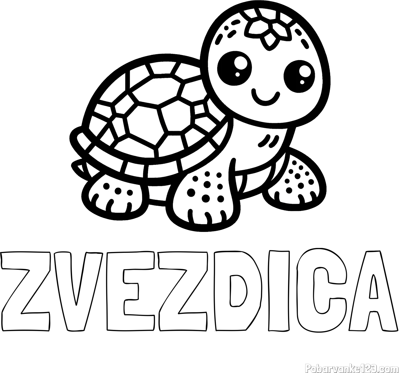 Pobarvanka imena ZVEZDICA in otroška pobarvanka želve
