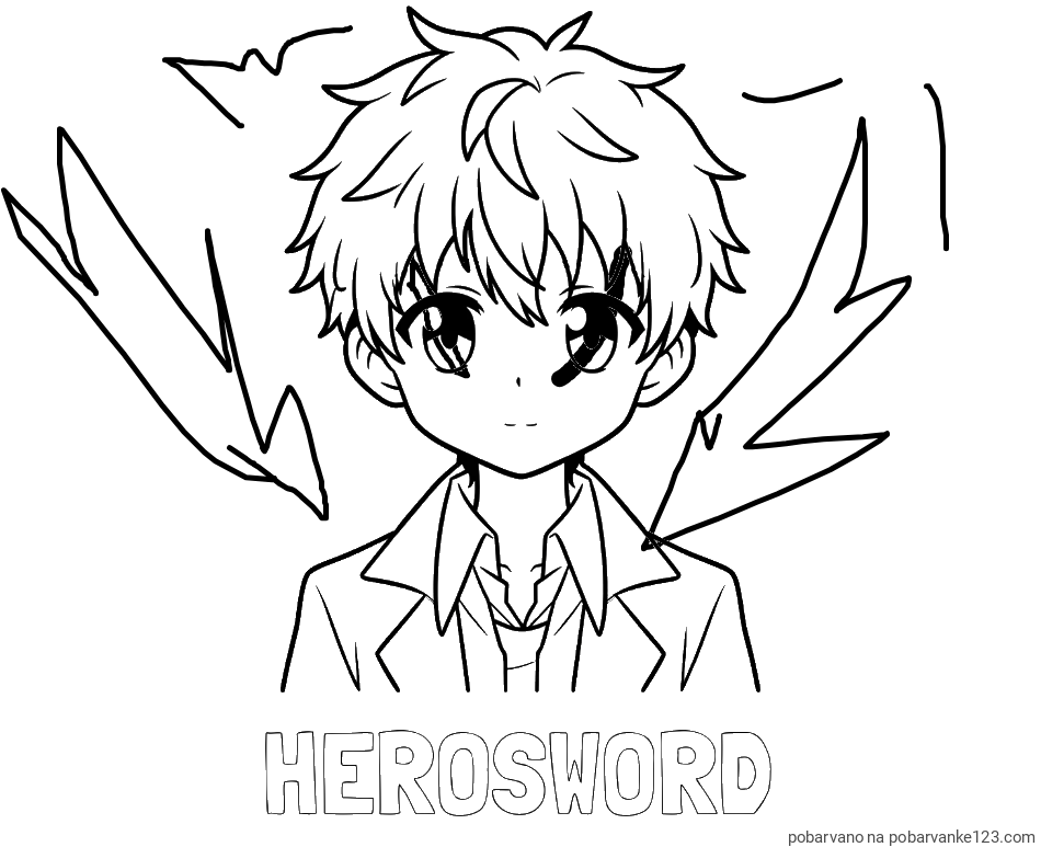 POBARVANA POBARVANKA - Pobarvanka imena HEROSWORD in pobarvanka fanta v anime slogu