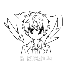 Pobarvana pobarvanka - Pobarvanka imena HEROSWORD in pobarvanka fanta v anime slogu