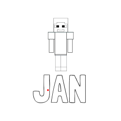 Pobarvana pobarvanka - Pobarvanka imena JAN in pobarvanka Minecraft glavnega junaka