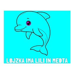 Pobarvana pobarvanka - Pobarvanka imena LOJZKA IMA LILI IN MEDTA in otroška pobarvanka ljubkega delfina