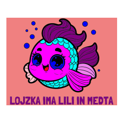 Pobarvana pobarvanka - Pobarvanka imena LOJZKA IMA LILI IN MEDTA in pobarvanka ljubke pravljične ribe