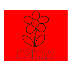 Pobarvana pobarvanka - Pobarvanka imena OSKAR in otroška pobarvanka rože