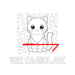 Pobarvana pobarvanka - Pobarvanka imena VSE NAJBOLJŠE in pobarvanka ljubke mucke obdane s srčki