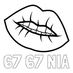 Online izdelana pobarvanka - Pobarvanka imena 67 67 NIA in pobarvanka ustnic