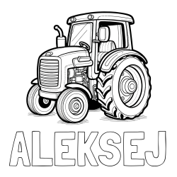 Online izdelana pobarvanka - Pobarvanka imena ALEKSEJ in pobarvanka starega, a lepega traktorja
