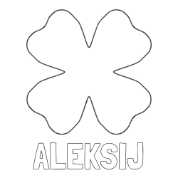 Online izdelana pobarvanka - Pobarvanka imena ALEKSIJ in pobarvanka štiriperesna deteljica