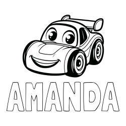 Online izdelana pobarvanka - Pobarvanka imena AMANDA in pobarvanka otroškega avtomobila