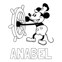 Online izdelana pobarvanka - Pobarvanka imena ANABEL in pobarvanka Miki Miške (Mickey Mouse)
