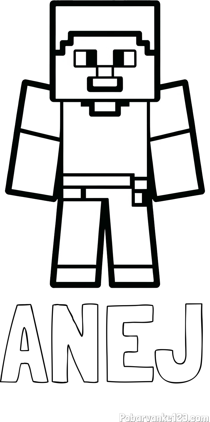 Pobarvanka imena ANEJ in pobarvanka Minecraft figurice