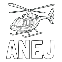 Online izdelana pobarvanka - Pobarvanka imena ANEJ in pobarvanka sodobnega helikopterja