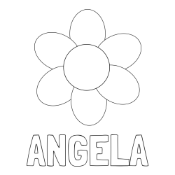 Online izdelana pobarvanka - Pobarvanka imena ANGELA in otroška pobarvanka cveta