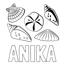 Online izdelana pobarvanka - Pobarvanka imena ANIKA in pobarvanka različnih školjk